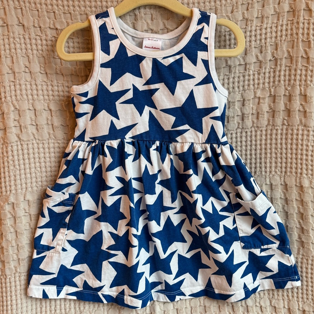 Hanna Andersson Sleeveless Blue Star Pocket Dress